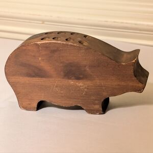 Vintage Hand Made Wooden Piggie Pen/Pencil Holder Primitive